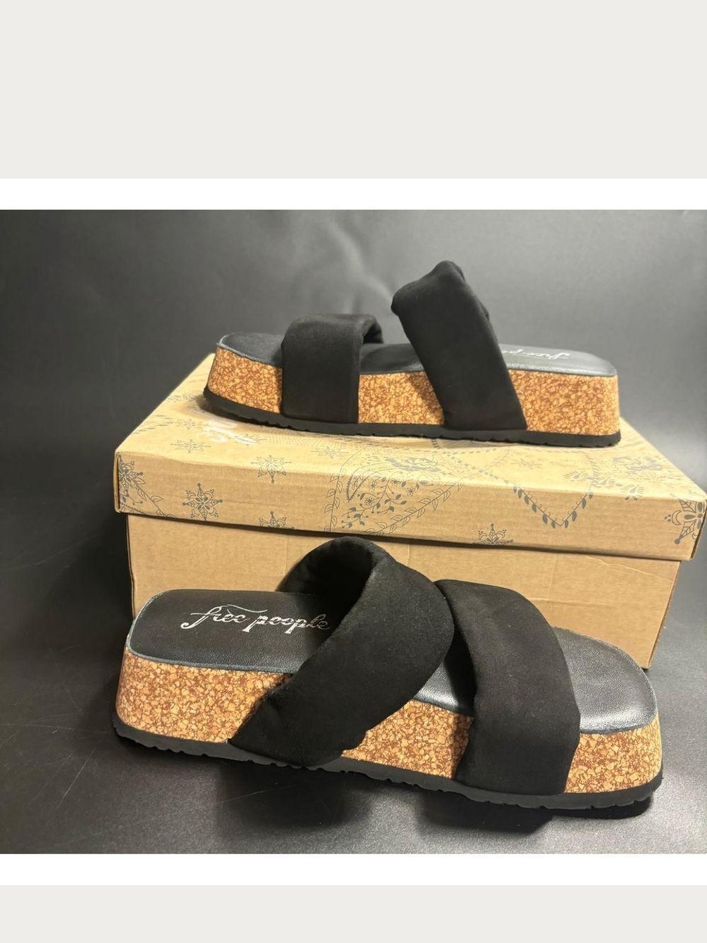 Free People Fairmont Flared Footbed Cork Platform Slide Sandals Db Straps